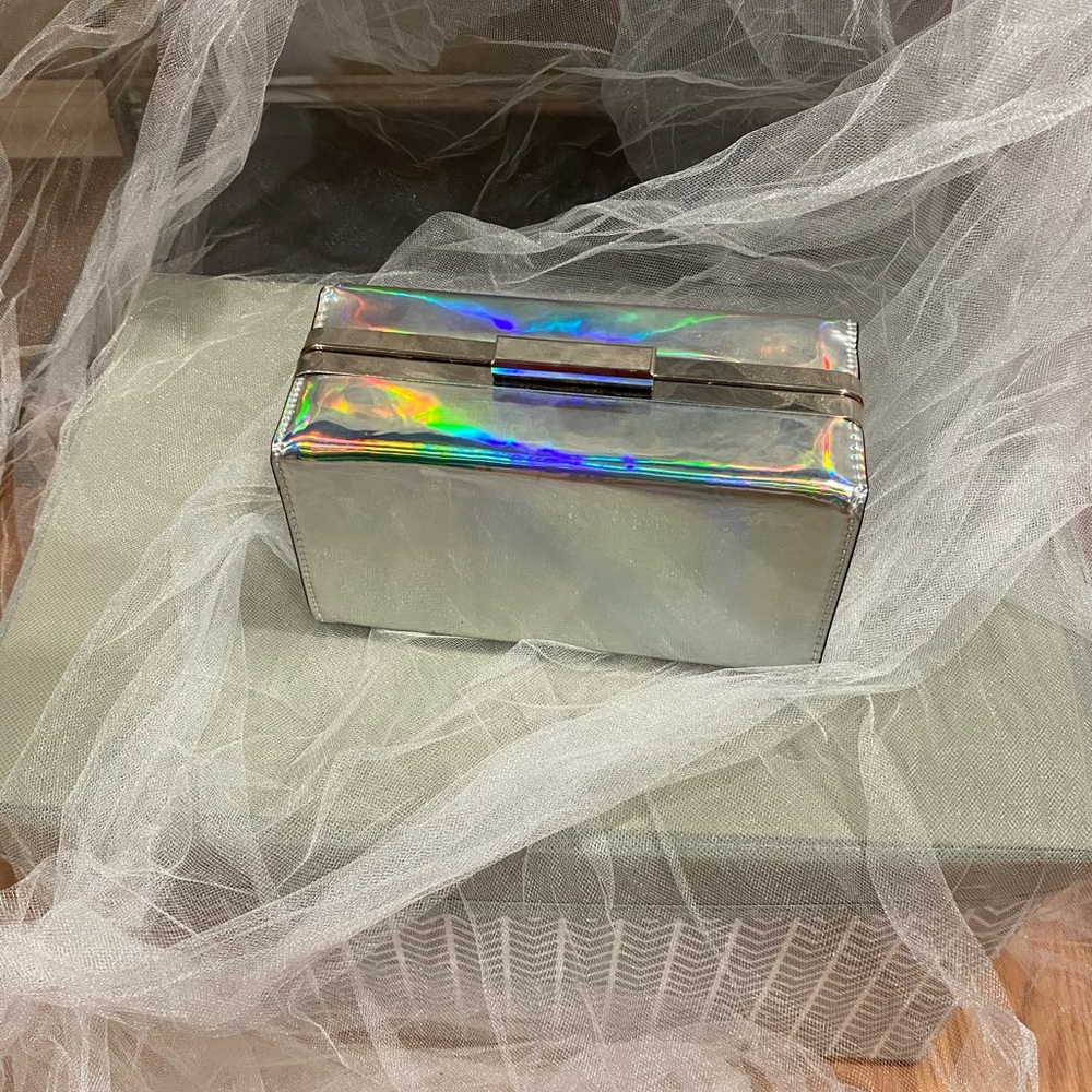Cute little iridescent bag This square bag holds more than you think.